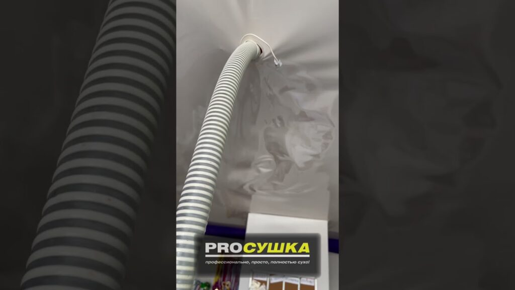 sliv vody s natjazhnogo potolka prosushka rf 1024x576 - Видео - Слив воды с натяжного потолка. Просушка РФ